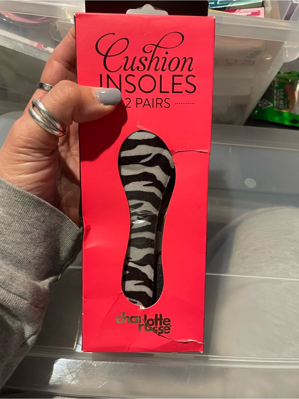 Charlotte Russe Zebra Cushion Insoles - Black and Gray